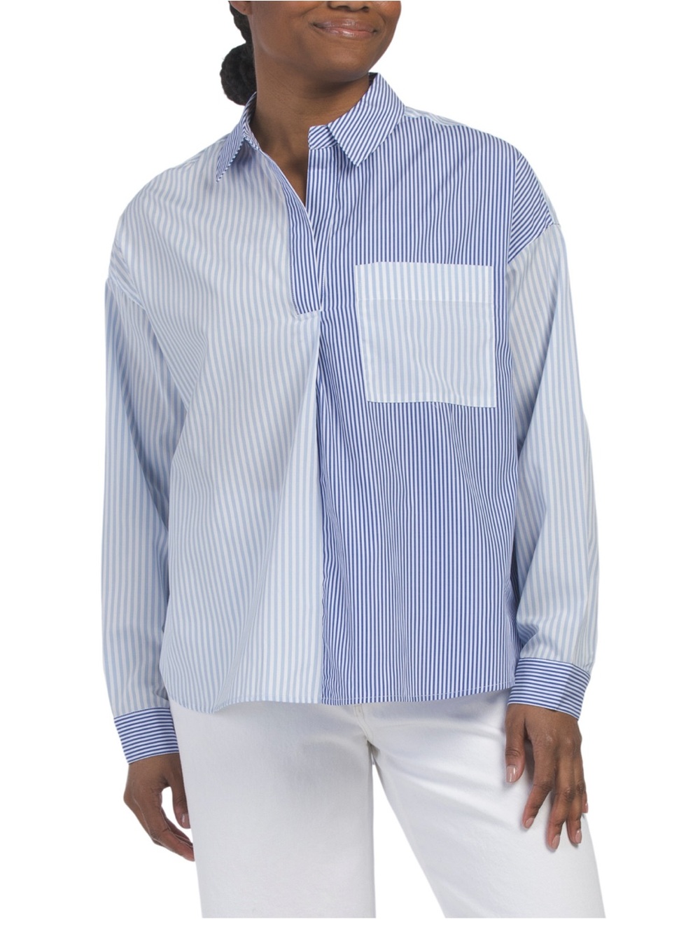 French Connection Blue Striped Stylish Shirt